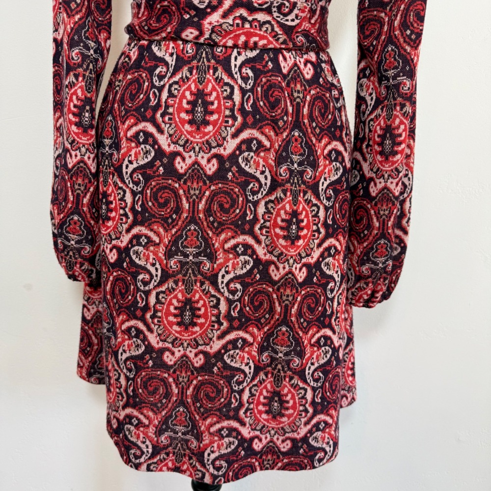 Maeve Anthropologie Paisley Belted Fit Flare Dress Pockets Small Boho Indie 70s - Picture 6 of 15